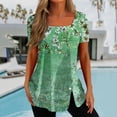 thumbnail image 1 of Débardeurs Grande Taille pour Femmes Mode Décontractée Imprimée Col Carré Manches Courtes Boutons Hauts Blouses Amples Col en V T-Shirt Femmes en Solde, 1 of 5