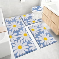 Bathroom Rugs Sets 4 Piece with Toilet Lid Cover, Non Slip Bathroom Mats Extra Soft Chenille Bath Rugs Absorbent Shaggy Rugs Perfect Plush Mats U-Shaped Toilet Rug and Toilet Cover Kitchen