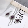 thumbnail image 3 of enjoywould 1 Set Hoop Earrings Exquisite Workmanship Inlaid Imitation Diamond Faux Purple Crystal Electroplating Geometric Decoration Gorgeous Wedding Sparkling Cubic Necklace Set Costume Accessory, 3 of 4