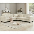 thumbnail image 2 of [NEW PACKAGING UPGRADE] 5-Seat L Shaped Corduroy Upholstered Modular Sectional Sofa Set for Living Room and Apartment in Beige, 2 of 25