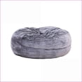 thumbnail image 4 of 5ft Faux Fur Memory Foam Bean Bag Chair, Living Room Lounger for Adults & Kids | Purple | Round, 4 of 5