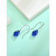 thumbnail image 5 of VESITIM 8X12mm Solitaire Teardrop Hook Sterling Silver Solitaire September Birthstone Created Sapphire Dangle Drop Earring for Women Jewelry Gift, 5 of 7