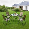 thumbnail image 2 of Costway 5PCS Bistro Patio Furniture Set 4 Folding Adjustable Chairs Glass Table W/Hole, 2 of 6