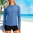thumbnail image 5 of Feancey Sun Hoodie for Women with Pockets Thumb Hole Long Sleeve Athletic Jackets Slim Fit Quick Dry Hiking Hooded Jacket Summer Workout Tops Blue S, 5 of 9