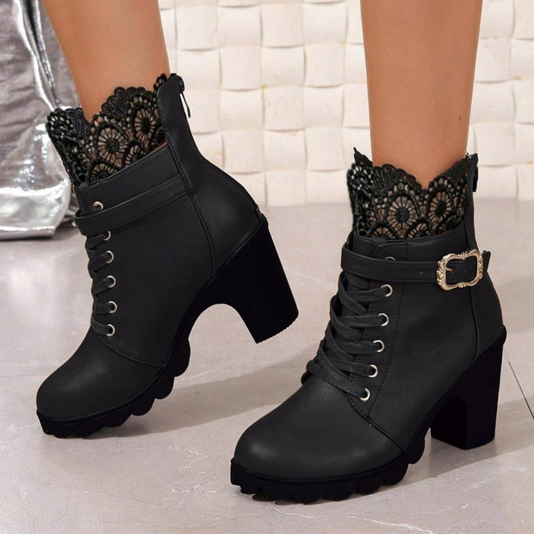 Caqnni 2024 New Flat Leather Comfortable Color Womens Dress Boots Ankle Women's  Boots Casual Boots for Women Low Heel Lace up Boots (6.5,Black) -  Walmart.com