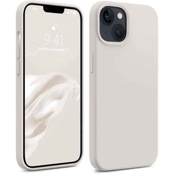 Compatible with iPhone 14 Case, Full Body Food-Grade Silicone Wear-Resistant, Anti-Drop Protection with Soft Anti-Scratch Microfiber Lining Phone Case for iPhone 14, 6.1 inch,Stone