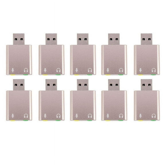 10X USB Sound Card 7.1 External USB to Jack 3.5mm Headphone Adapter Stereo Audio Mic Sound Card for Pc Computer Laptop