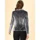 thumbnail image 5 of Abrigo de Oficina para Mujer Allegra K Chaqueta de Terciopelo con Botones y Cuello Chal Gris M, 5 of 7