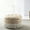 Beige, variant on Navy Blue Velvet Round Ottoman with Fringe / Vintage Accent for Home Interiors