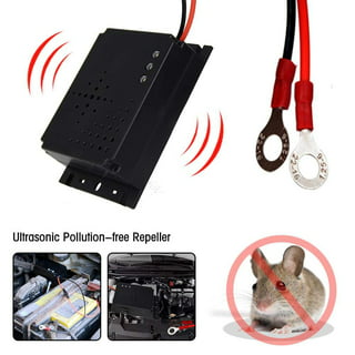 Angveirt Under Hood Rodent Repeller Battery Operated Rodent Pest Repellent  Mouse Rat Repeller Electronic Ultrasonic Mice Repeller with Strobe Lights