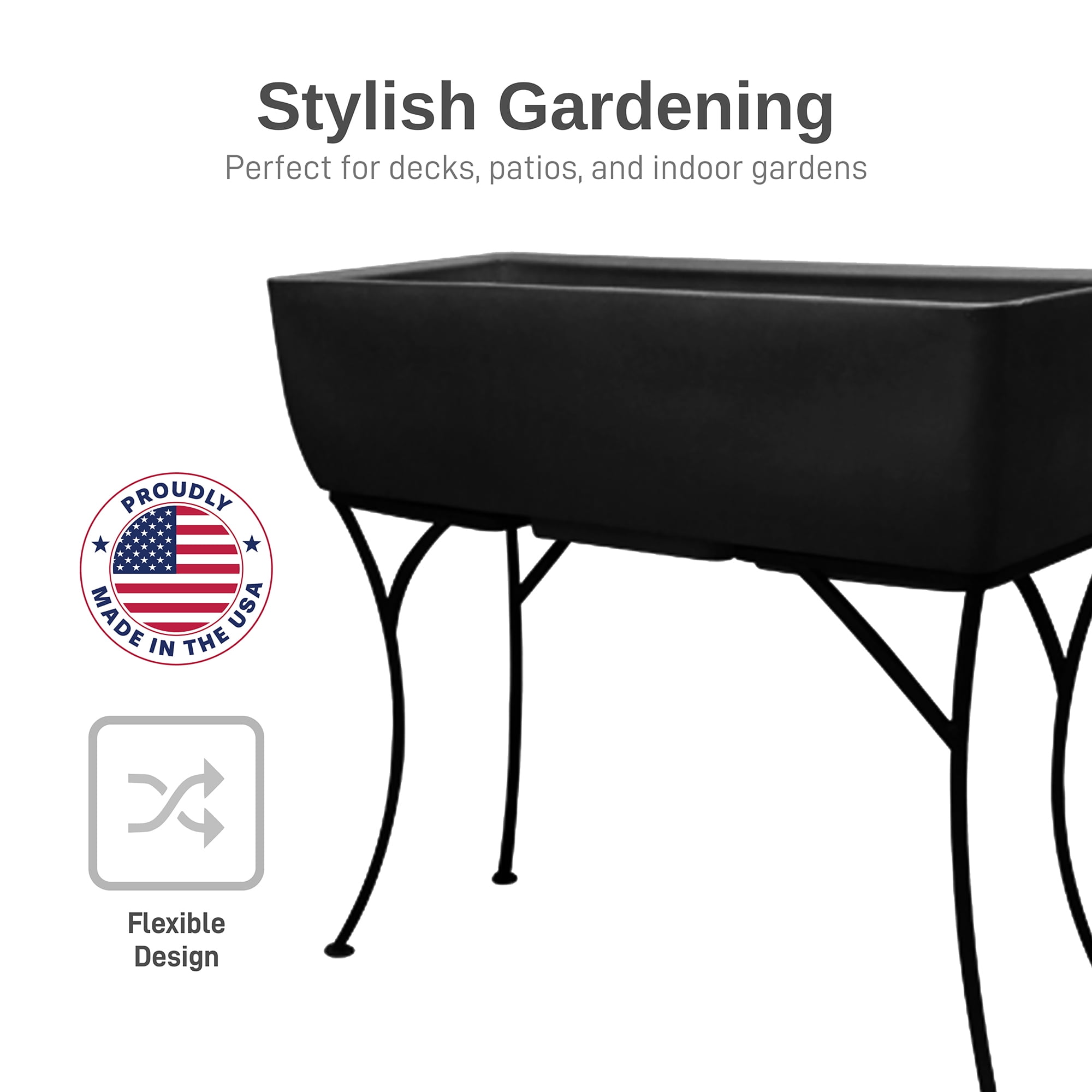30" x 10" ELEVATED PLANTER W/FRM DSP-BLK
