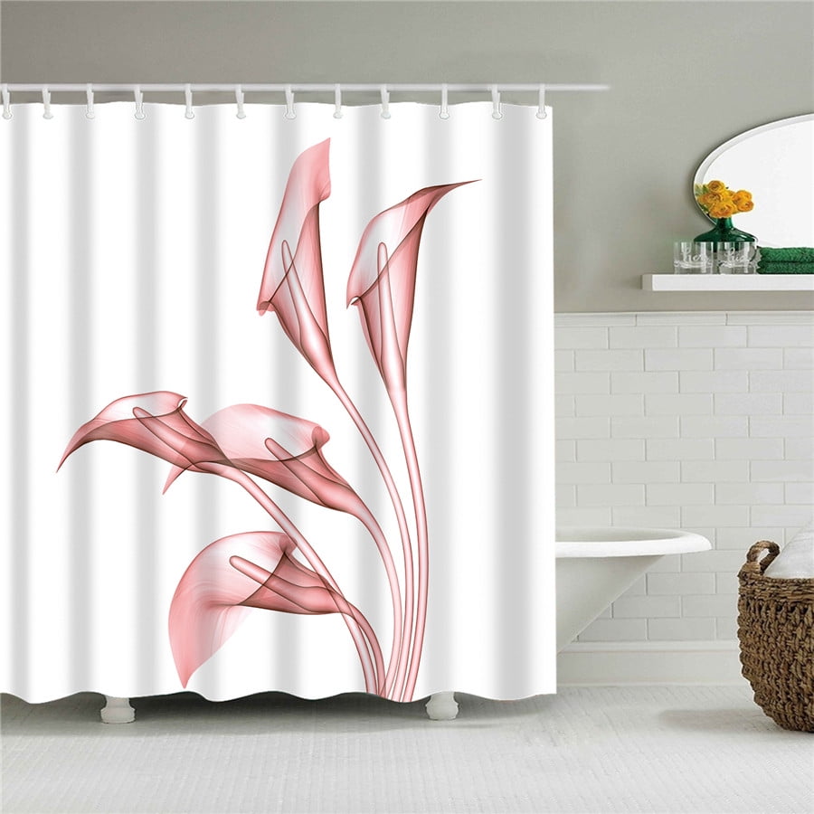 Red Tea Leaves Decorations Shower Curtain, Fresh Seasonal Theme