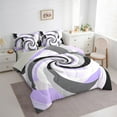 thumbnail image 4 of Manfei Adult Modern Abstract 7 Pieces Bedding Comforter Set, Fashion Stripe Ombre Full Bedding Set, Purple Swirl Artwork Reversible Fitted Sheet Flat Sheet, Breathable Home Decor, 4 of 8