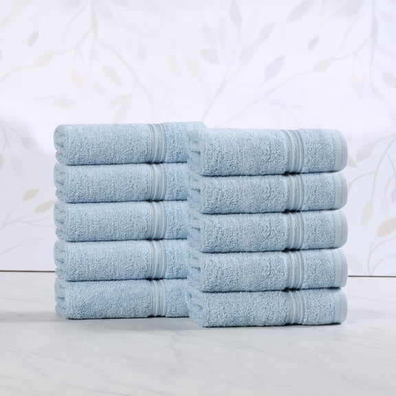 Superior Egyptian Cotton Absorbent Light Blue Face Towel Set of 10