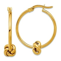 14k Solid Yellow Gold Polished Knot Hoop Earrings 26.65x22.42mm Wide 1.5mm Thick Hoop Earring for Women