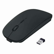 Wireless Mouse, Computer Mouse, 2.4G Slim Silent Click Noiseless Optical Mouse with USB Receiver, Wireless Mouse for Laptop, Computer, Notebook, Desktop, PC, MacBook (Black)