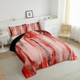 thumbnail image 3 of Manfei Red Pink Ombre King Size Comforter Sets for Girls, Watercolor Oil Painting Bedding Comforter Set, Abstract Gradient Art Bedding Set, Ultra Soft Bedroom Decor, Reversible 3-Piece, 3 of 8