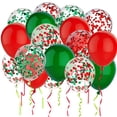 thumbnail image 1 of Ensemble de Ballons Confettis Festifs - 50 Ballons Rouges et Verts de 12 Pouces avec Rubans. Parfait pour Noël, Nouvel An, Baby Shower, Fêtes d'Anniversaire!, 1 of 5