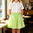 thumbnail image 4 of Kilaqueen Girls Shimmer Pleated Skirt with Elastic Waist, Metallic A Line Mini Skater Skirt for Parties, Dance, Performances and Holiday Outfits, 4 of 7