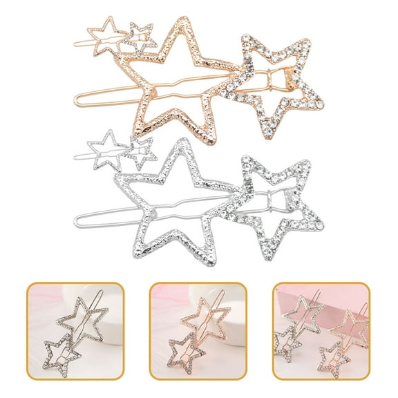 OUNONA  4 Pcs Star Hair Clips Bow Alloy Hairpin Accessories for Women