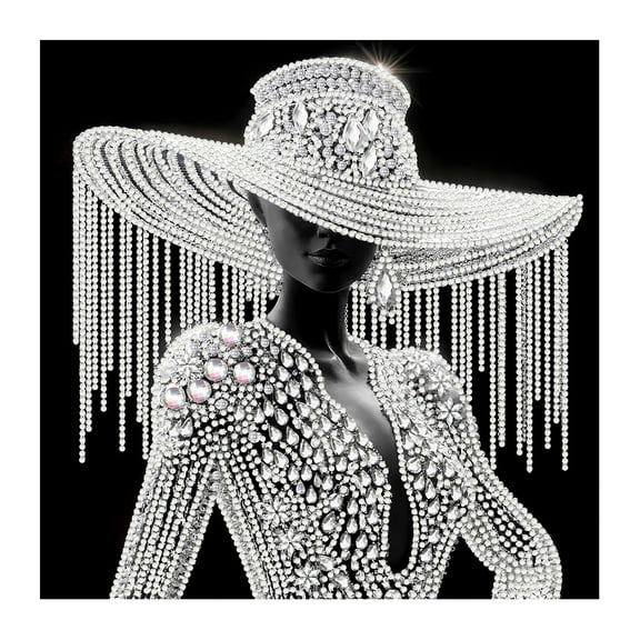 Partheme Elegant Lady DIY Rhinestone Art Kit, Graceful Female Figure Pattern Canvas, Full Drill Diamond Painting for Home Wall Decor, D