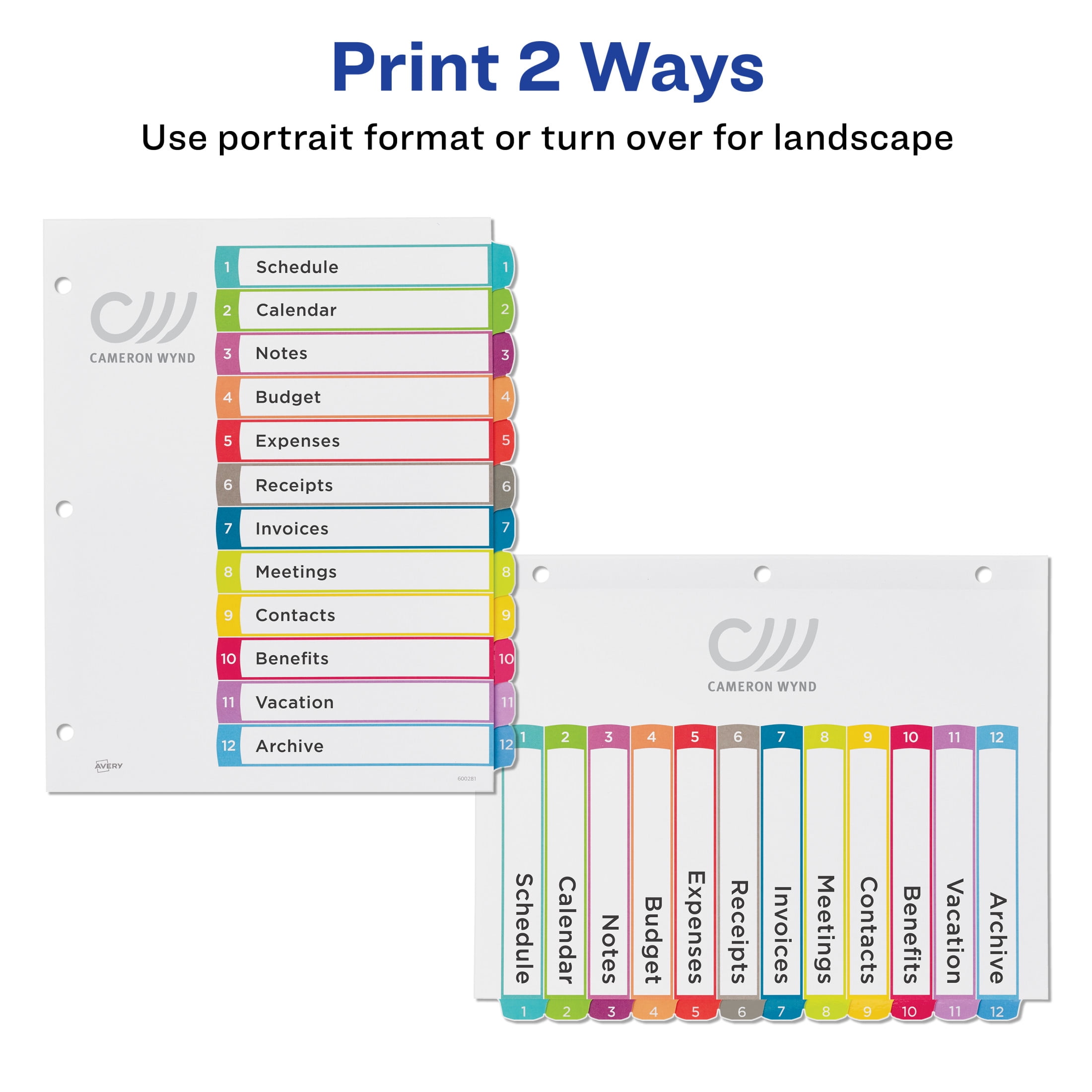(2 pack) Avery Dividers, 12 Tabs, Ready Index, Contemporary Tabs (11194)