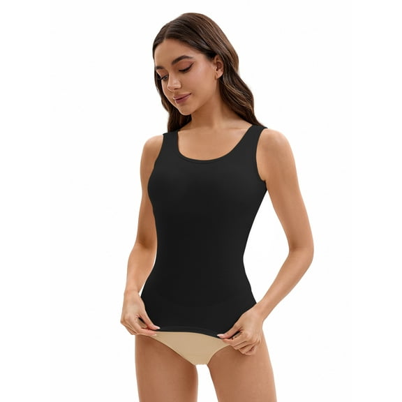 Unique Bargains Women's Wide Strap Camisoles with Built-In Padded Bras S Black