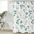 thumbnail image 4 of Waterproof Shower Curtain, Teal Pink Yellow Botanical Polyester Fabric Bathroom Curtains with 12 Hooks, 54" W x 78" H, Spring Floral Summer Quick-Drying Bathtub Curtain, 4 of 6
