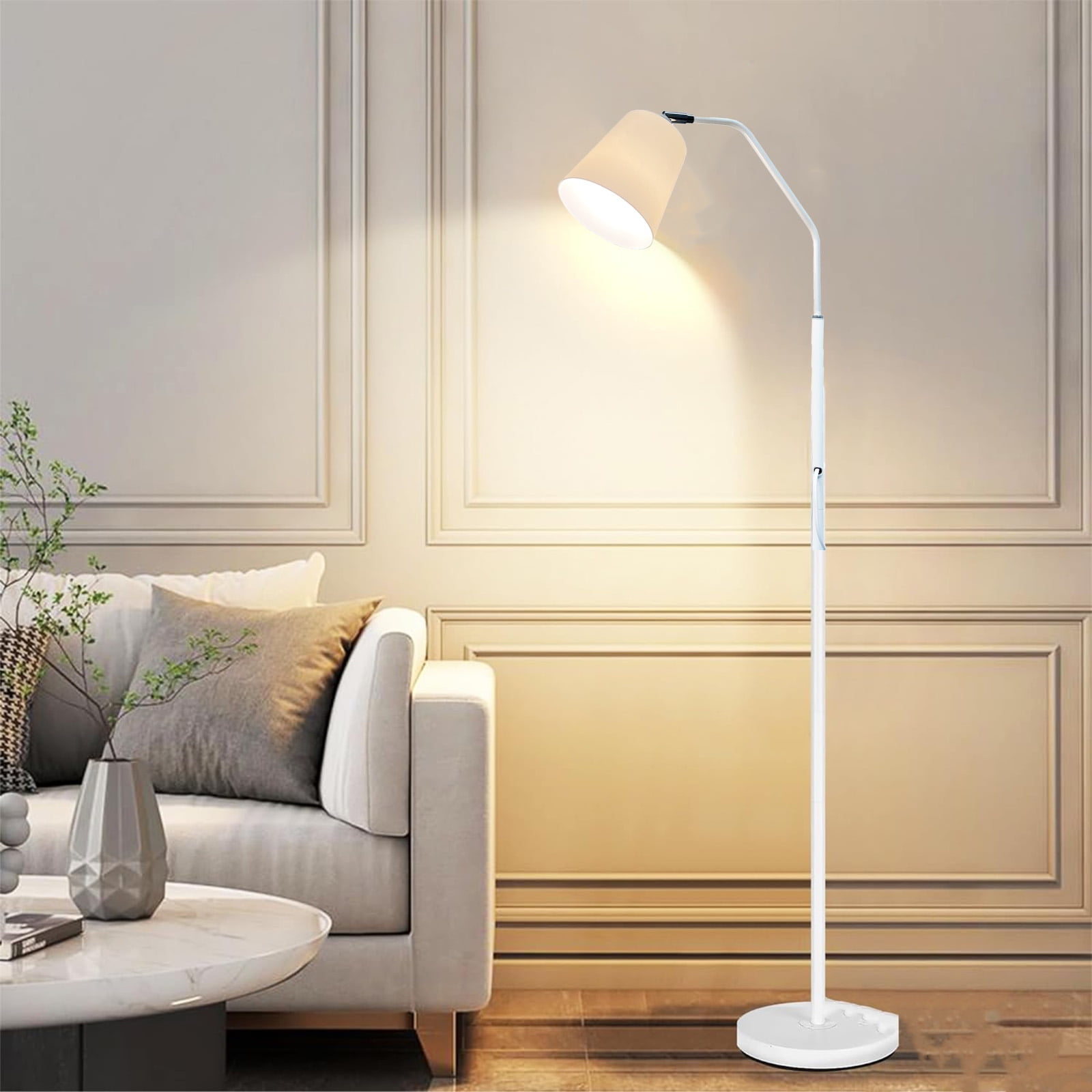 SUSUZI 60 inch White Floor Lamp for Bedroom Living Room, Modern Dimmable Standing Lamps - Bulb Included