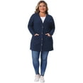thumbnail image 3 of DARING DIVA Women's Plus Button V Neck Knit Cardigan with Pockets 2X Navy Blue, 3 of 6