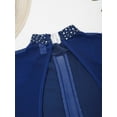 thumbnail image 6 of YONGHS Girls Rhinestones Long Sleeve Figure Ice Skating Leotard Dress Ballet Dance Costume Navy Blue 6, 6 of 7
