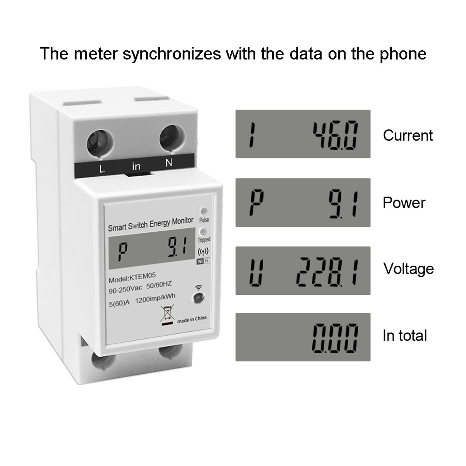 Din Rail WIFI Tuya Smart Energy Power Meter KWH Voltmeter Ammeter Smart Life Wattmeter Remote Switch Control Monitor ,Overload Protection