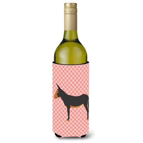 Catalan Donkey Pink Check Wine Bottle Beverge Insulator Hugger