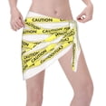 thumbnail image 7 of Women'S Beach Cover Up Short Sarong Dress Caution Yellow Adhesive Tape Wrap Chiffon Shawl, 7 of 7