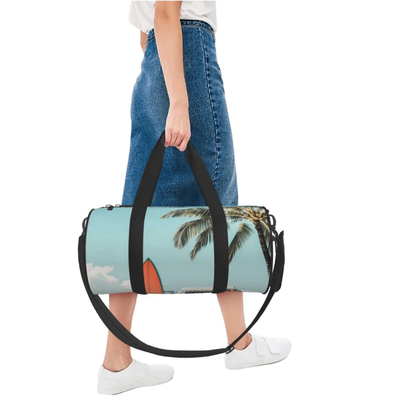 Vsdgher Vintage Surf Van Beach 45L Foldable Duffel Bag, Sports Gym Bag,Overnight Bag, Portable Weekender Bag for Airplanes