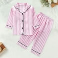 thumbnail image 2 of Girl Toddler Clothes Kids Fashion Long Sleeve Striped Tops T Shirt Pants Casual Outfits Toddler Girl Outfits Pink 1 Years-2 Years, 2 of 6
