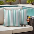 thumbnail image 4 of Aqua Grey Stripe Outdoor Waterproof Pillow Covers, Farmhouse Minimalist Striped Decorative Square Throw Pillowcase Sofa Cushion Sham for Patio/Couch/Chair, 26"x26" 2 Pack, 4 of 8