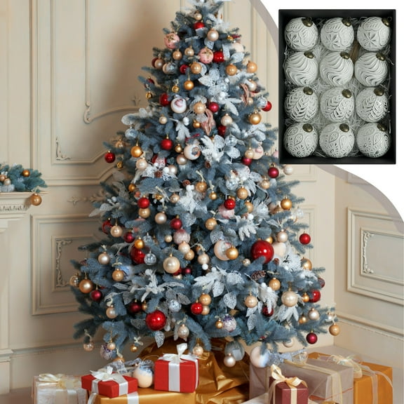 8cm Antique Christmas Balls Decorative Ornament Christmas Tree Ornament Christmas Balls Shatterproof Christmas Tree Decorations Hanging Ball for Holiday Party Home Decoration