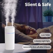 600ml Mini Humidifier for Bedroom, Desk - Portable Double Jet Humidifier for Indoor Office, Car - White