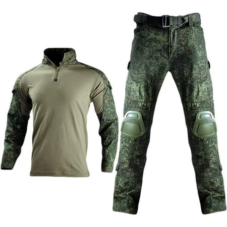 Men s Tactical Military Suits Long Sleeve Fitting Amry Uniforms Combat Shirt and Pants with Knee Pads