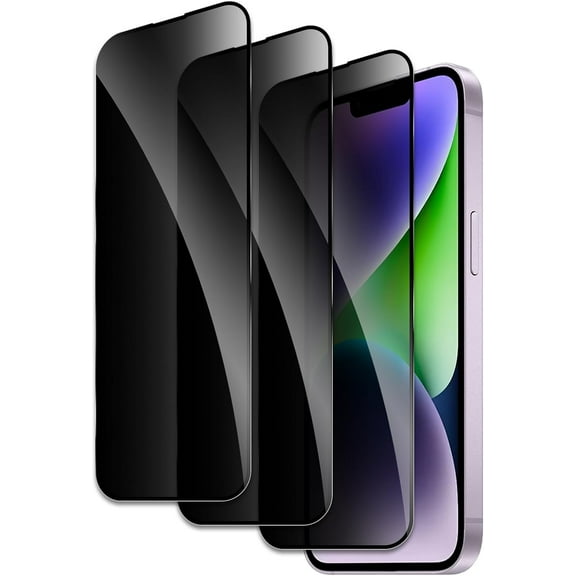 3 Pack for iPhone 14 Plus Privacy Screen Protector, 9H Anti Spy Dark Tempered Glass Screen Protector for iPhone 14 Plus, Easy Installation, Bubble Free
