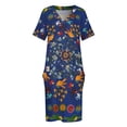 thumbnail image 3 of Vestido holgado con bolsillo y Mandala de colibrí en cobalto para mujer ropa de playa de verano, 3 of 6