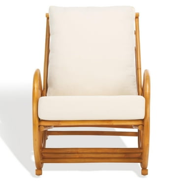 Safavieh Fernson Rattan and Linen Accent Chair in Natural / White
