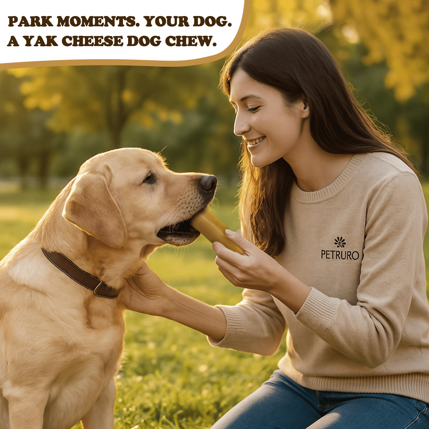 PETPURO Yak Cheese Dog Chews, Long-Lasting Natural Treats for Large Dogs, 6.5–8", 4-Pack