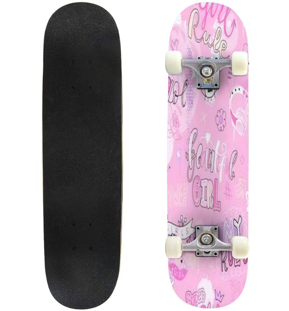 Girly seamless pattern Pink background with lettering doodles Outdoor