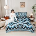 thumbnail image 4 of Manfei Vintage Aztec Print Bedding Comforter Set,Rustic Farmhouse Cabin Twin Comforter Sets,Black Gray Blue Bedding Set For Adults,Luxury Bedroom Decor Reversible,2 Pieces, 4 of 8
