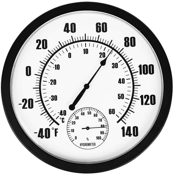Termómetro e higrómetro para interiores y exteriores de 10 "para patio, pared, no se requiere batería para permitirle ver la temperatura y la humedad del día desde