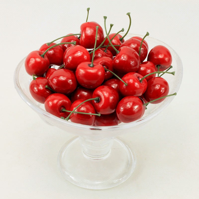 100*Lifelike Artificial Plastic Cherry Fruit Decor Plant Party Home Garden 