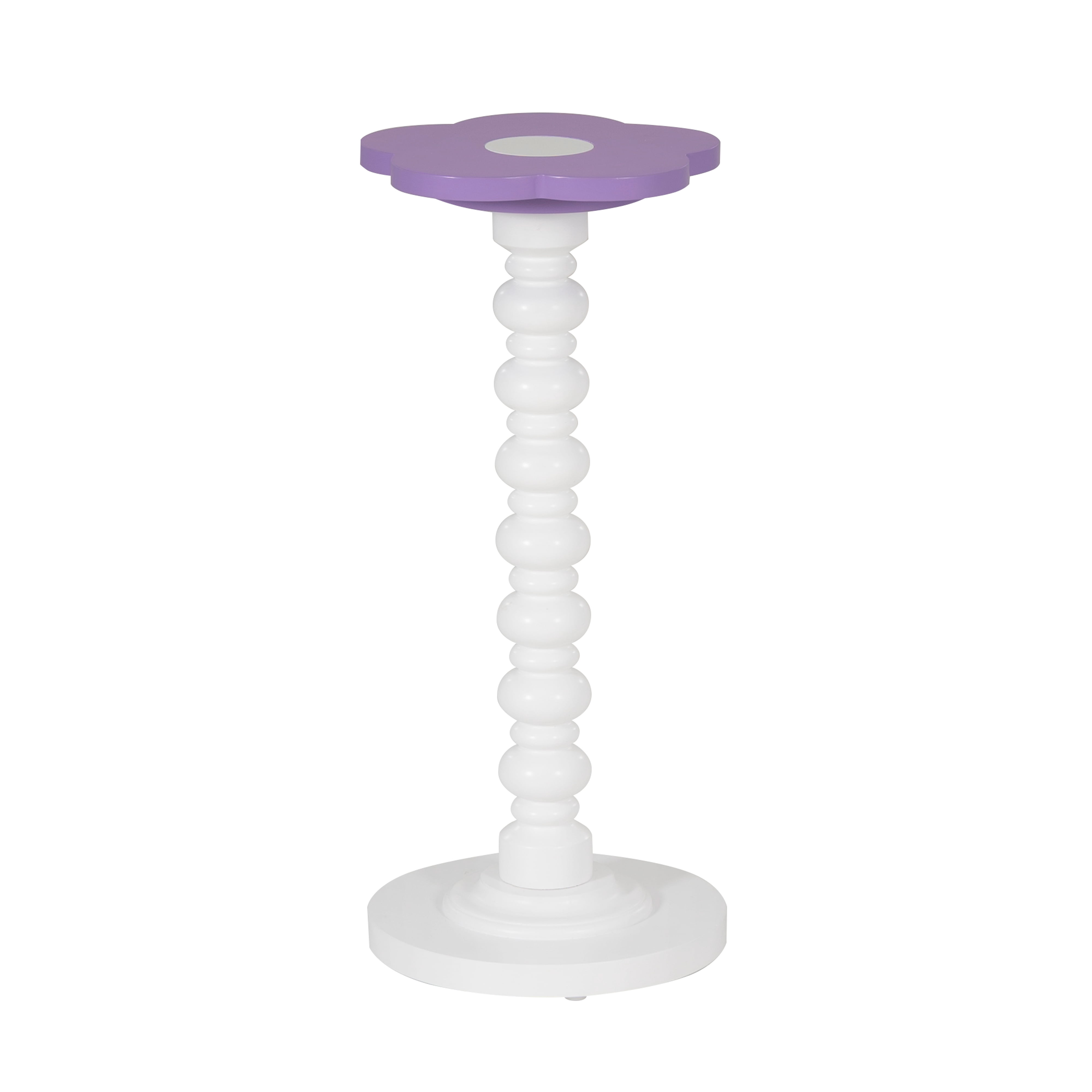 Linon Carice Kids Flower Side Table, Tall, White/Purple
