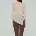 thumbnail image 6 of Qzwdhjm Mesh Swimsuit Coverup for Women Sheer Boat Neck Beach Cover Up Shirts Long Sleeve Asymmetrical Hem Bathing Suits Coverups for Summer Vacation, 6 of 8